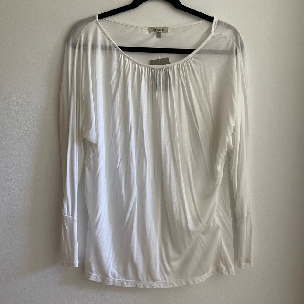 NWT BORDEAUX Sheer Lightweight Long Sleeve Top White Small